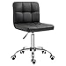 Vinsetto Chaise de bureau capitonnée hauteur réglable pivotant 360° piètement chromé revêtement synthétique noir
