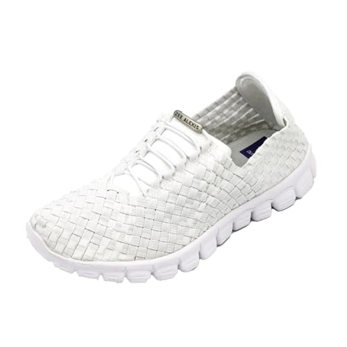 Image of Zee Alexis Women's Danielle Breathable Lightweight Flexible Casual Comfortable Slip-On No-Tie Elastic Laces Woven Sneakers