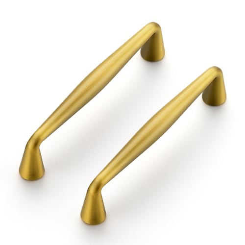 Image of Ravinte Brushed Brass Cabinet Handles Solid Handles,3-3 /4 Inch,5 Pack