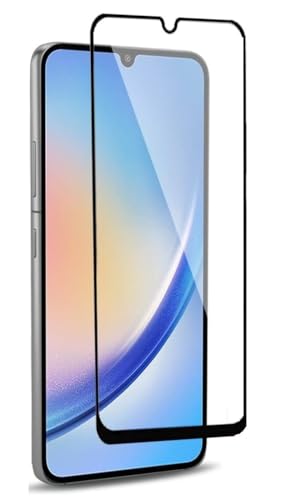 Image of SENBUN Tempered Glass Screen Protector Compatible for Samsung Galaxy A34 5G with Edge to Edge Coverage and Easy Installation Kit, Pack of 1, Black