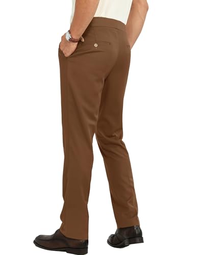 Mens Casual Dress Pants Expandable Waist Pleat Front Suit Pant Regular Fit Dress Slacks2