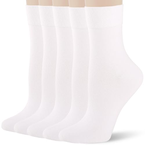 Image of FGZ Women's Crew Socks 5 Pairs Soft Combed Cotton,Breathable Everyday Casual Socks for Women