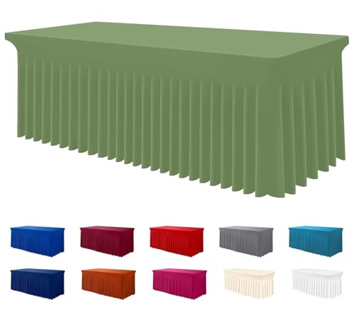 Image of Smiry Spandex Elastic Fitted Table Cloth Skirt for 5FT Rectangle Table