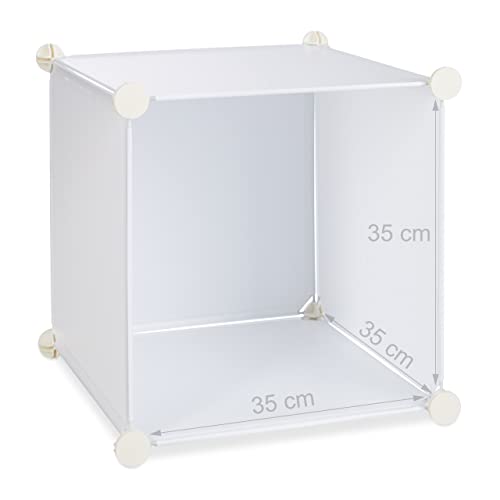 Relaxdays Regalsystem Kleiderschrank mit 11 Fächern, Garderobe mit 2 Kleiderstangen, DIY Kunststoff Steckregal, weiß