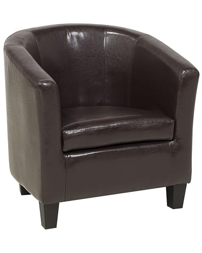 Beliani Fauteuil Club Type Cabriolet en Cuir PU Marron de Qualité pour Chambre ou Salon au Design Moderne et Vintage