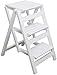 Drewniane drabiny schodowe składany stołek, 3 stopnie drabiny schodowe krzesła, składany stopień taboret drabina półka eskalera madera, biały