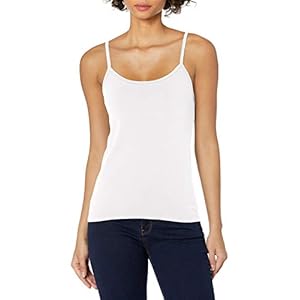 Hanes Stretch Cotton Cami with Built-In Sleeveless Shelf Bra (O9342) White, XL