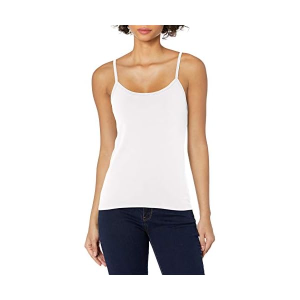 Hanes Stretch Cotton Cami with Built-In Sleeveless Shelf Bra (O9342) White, XL