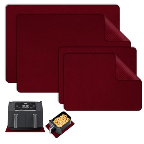 Daily Treasures 4Pcs 3MM Thicken Heat Resistant Mat for Air Fryer, 17.3x11.8in(2Pcs)11.8×8.6 in(2Pcs) Anti-Slip Heat Resistant Pad, Air Fryer Mat Sliding Counter Protector Mat, Heat Resistant Mats