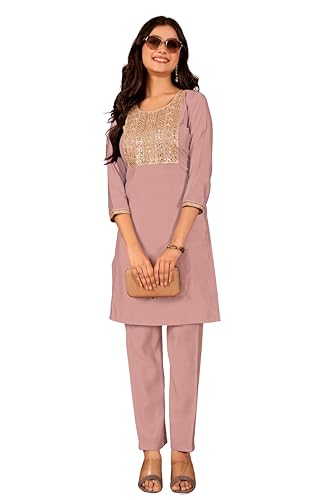 Image of Women's Embroidered Kurta Pant Set | Ethnic Kurta with Pant | Festive & Casual Wear Suit Set for Women