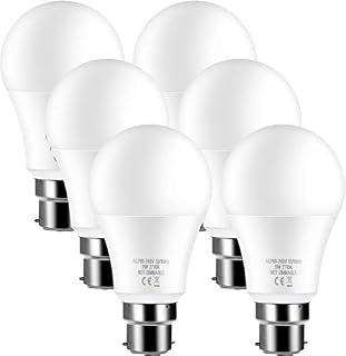 B22 Bayonet LED 100W Equivalent Light Bulbs Warm White 2700K 11W A60 GLS Frosted BC Bulbs Super Bright Non-Dimmable Energy Saving Light Bulbs, 6-Pack