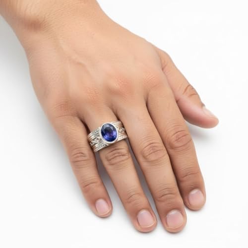 Image of 55Carat Choose Your Color Genuine Gemstone Sterling Silver Ring Band Vintage Handmade Jewelry Sizes 5-12