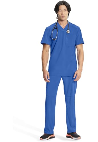 Image of Cherokee Infinity Mens Scrubs Top V-Neck Modern Fit 2 Pocket 360 Stretch