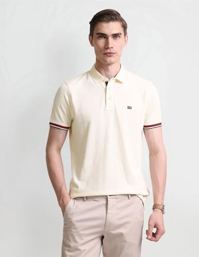 Image of Arrow Sport Men Regular fit Cotton Solid Short Sleeves Polo Shirt