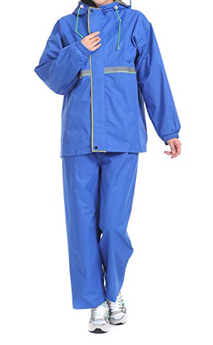 Rain Suits Waterproof Raincoat Set Women's Rain Jacket Trouser Suit Reusable Rain Ponchos Rainwear Packable