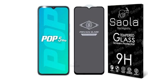 Image of Saola Ultra Privacy Tempered Glass For Tecno POP 5 Pro (PACK OF 1) with Free Installation Kit. Full screen Coverage. Free Replacement If Received Damaged - 6.52 inch