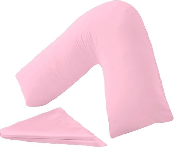 Volcano Infinity V-Shaped Orthopaedic Support Pillow with Pillowcase, Multiple Colours Available (Pink)