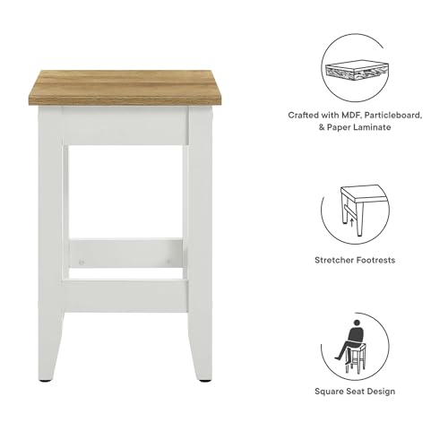 Modway Sunbrook Butaco para Barra de Cocina 22 pulgadas en Blanco Roble - Estilo Moderno miniatura 7