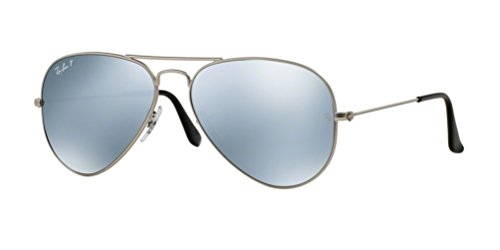 Ray-Ban RB3025 Aviator Large Metal Unisex Sunglasses (Crystal Silver Frame/Grey Mirror Lens W3277, 58)