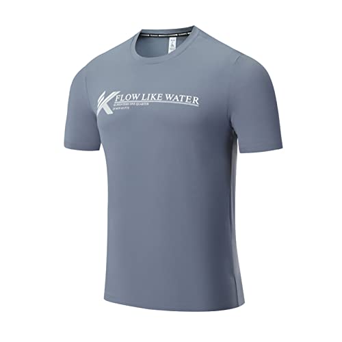 T-Shirt de l'équipe pour Hommes, Haut de Sport de Plein air, à Manches Courtes, vêtements de Course, séchage Rapide, Nouvelle Collection été 2022,Gris,3XL Cover