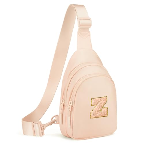Small Initial Sling Bag for Girls & Women - Cute Crossbody Fanny Pack Gift Coral Pink Z