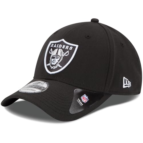 New Era Unisex-Adult NFL 39THIRTY Team Color Primary Primary Logo Stretch Fit Flex Football Cap Hat - Las Vegas Raiders Black - Medium/Large