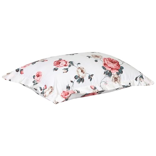 Image of HOUSE FOX Zipper Cotton Pillow Covers /Cases /Protectors (NOT Pillow) Set of 2 Pair Or 4 Pcs,Size -18x28inch with Zip /Chain(RedFloral)
