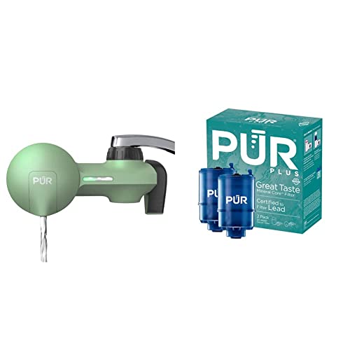 Pur Plus Faucet Mount Water Filtration System, Sage – Horizontal Faucet Mount For Crisp, Refreshing Water, Pfm310M & Plus Mineral Core Faucet Mount Water Filter Replacement – Compatible #TOP17
