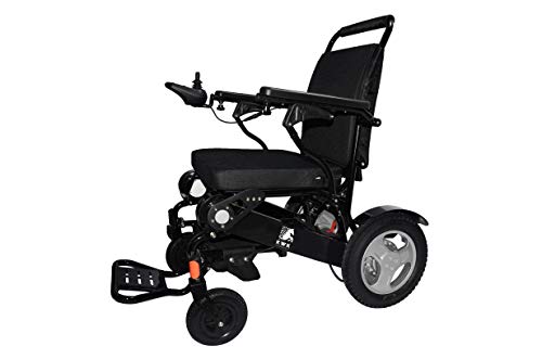 KWK - Silla de ruedas eléctrica súper resistente, capacidad de 180 kg, baterías de iones de litio, extra potente, solo 26,50 kg, precio de alivio del IVA, envío exprés del Reino Unido (D09 negro XL)