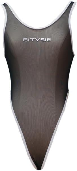 Original Transparent Mesh T-Shaped Split Thong One-Piece Swimsuit High Leg Cut Leotard Sexual 2304T