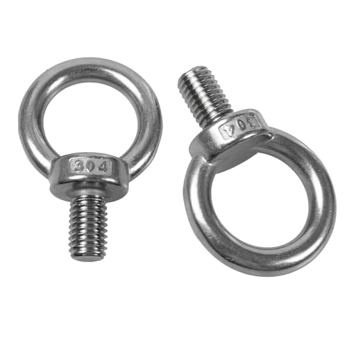 Image of 2PCS M12 Male Thread Eye Bolts, Stainless Steel Lifting Shoulder Eye Bolt, Heavy Duty Screw Ring Shaped Eye Bolt