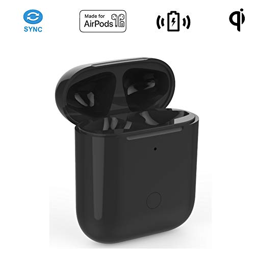 Carga Inalambrica Caso Reemplazo Compatible con AirPods 1 & 2 con botón de emparejamiento Bluetooth ?No Incluye Airpods,Compatible con Todas Las Almohadillas de Cargador Inalámbrico
