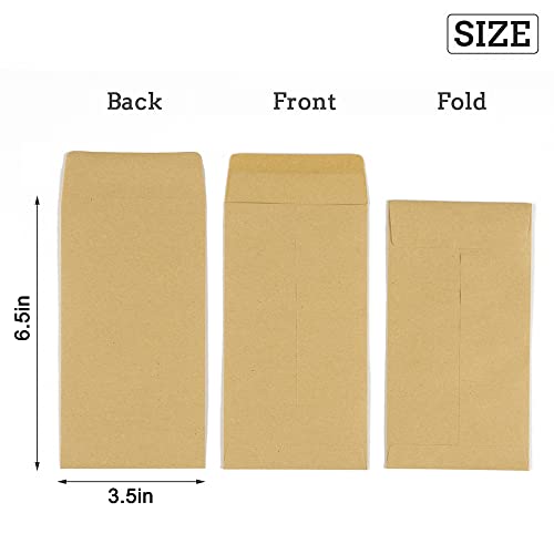 200 Pack 3 1/2 X 6 1/2 Money Envelopes Cash Envelopes #7 Coin Envelope For Cash, Budgeting, Check, Gifts Cards (Kraft Brown, 3.5 X 6.5 Inch) #TOP1