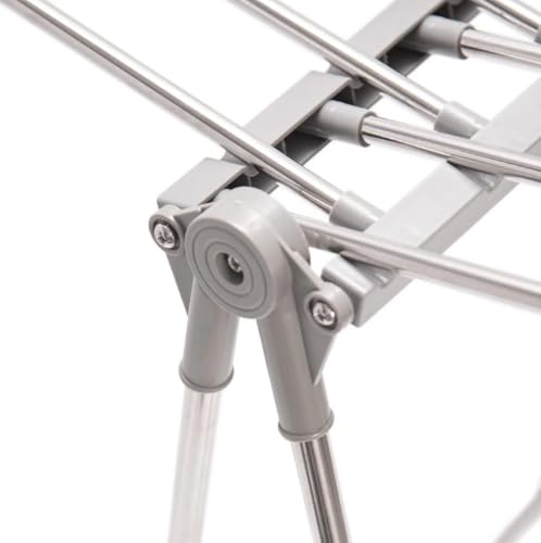 Image of Swige Foldable Clothes Drying Rack, Stainless Steel, Silver, Large, Indoor and Outdoor, 120 cm Height