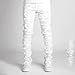 Yoawdats Men's Black Stacked Jeans Ripped Jeans Patch Distressed Destroyed Denim Trousers Streetwear Men Pants Hip Hop (White, L)