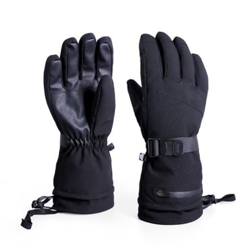 GRSMIS 防寒手袋 男と女防寒 スポーツグローブ 男女兼用 手袋 厚手 中綿 裏5本指 防風 保温 スキーやサイクリングに適しています (ブラック,S)