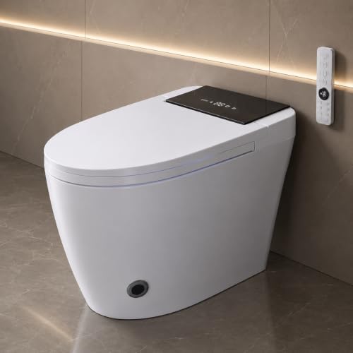 Smart Toilet with Bidet Built In, Heated Seat & Dual Auto Flush, Foot Sensor, Tankless Modern...