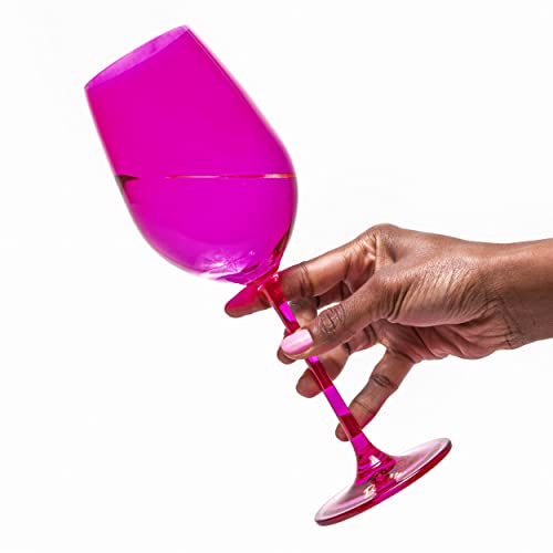 Dragon Glassware X Barbie Wine Glasses, Pink And Magenta Crystal Glass, Large Barware For Red And White Wine, Unique Gift For Wine Lovers, 17.5 Oz Capacity, Set Of 2 #TOP4