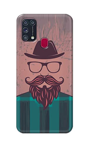 Image of PRINTFIDAA Man Icon with Beard Shirt Hipster Printed Designer Hard Case for Samsung Galaxy M31 / Samsung F41 / Samsung M21s / Samsung M31 Prime Back Cover -(e) RPM1001