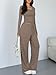 Trendy Queen Women 2 Piece Matching Lounge Sets Clothing Wide Leg Pants 2026 Y2K Sweatsuits Spring Travel Airport Outfit Mocha XL