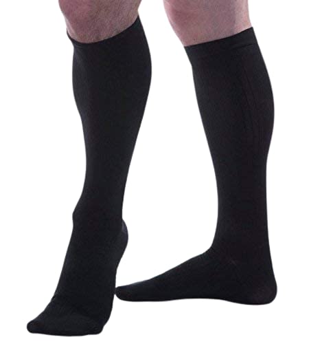 Image of Allegro Men's 8-15 mmHg Essential 122 Ribbed Compression Support Socks, Comfortable Support Garments for Men