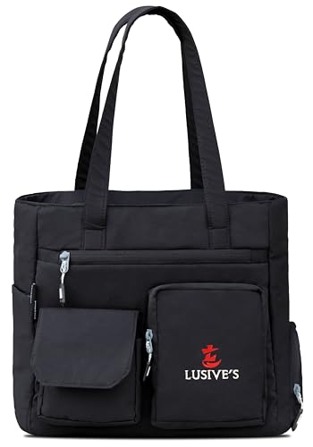 Image of Lusive's Double Pocket Handbag for Women: Stylish, Ideal Companion for Work, Travel, Polyester Material, Spacious 10-liter Capacity, 6 Pockets.