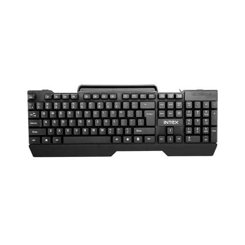 Image of Intex Swift Wired Keyboard (Corona Pro IT-KB333) | USB Plug & Play | 104 Premium Keys | 8 Million Keystroke Lifespan | Spill Resistant | Adjustable Height | 1.5 Meter Cable Length | Black