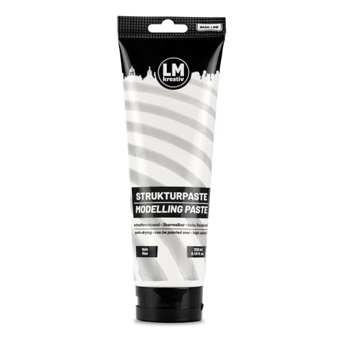 LM-Kreativ Strukturpaste Fein Weiß 250 ml / 320 g - Perfekte Modellierpaste/Spachtel für Acrylmalerei Texturen & Effekte. Vielseitige Spachtelmasse f. Leinwand Holz und andere Untergründe