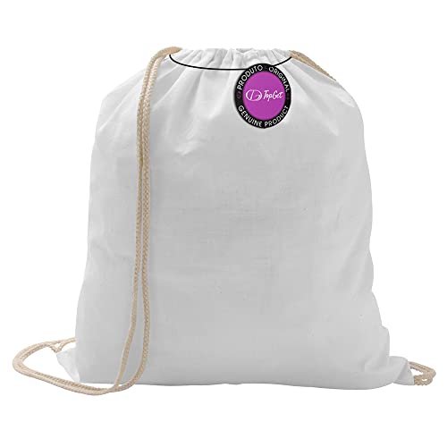 Mochila tipo Saco Gym Sack 37x41cm em Algodão com Alças Wallet TopGet (Branco)