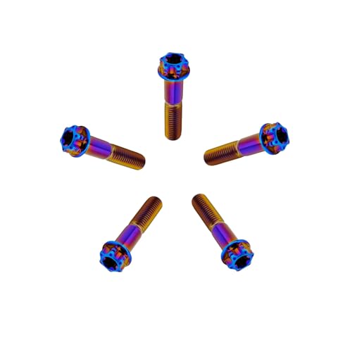 Image of RISON Titanium Bolts M10*1.25 * 70 Torx Titanium Bolts for Motorcycles Hex Head Dual Drive Burnt Blue Titanium Flange Bolt Pack of 5
