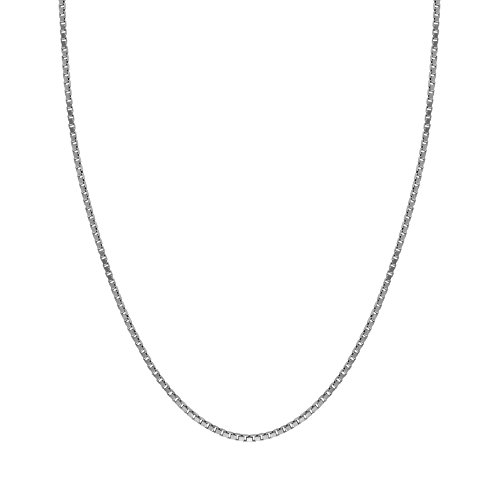 Honolulu Jewelry Company 14K Solid White Gold 1mm Box Chain Necklace - 20 Inches - Thumbnail 4