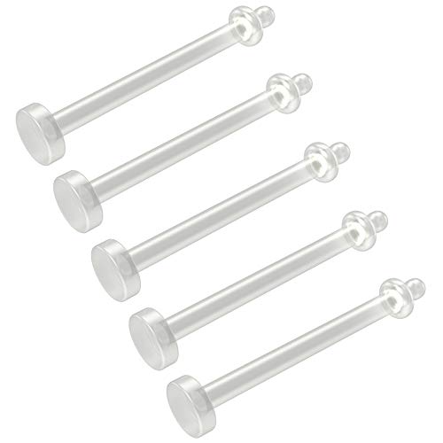 Evonix BQBARBBPA0045 5Pc 14G Tongue Retainer Ring Flexible Bioflex Clear Plastic Bioplast Piercing Flat Bending Retainers cover