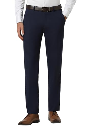 Image of Peter England Men Mid Rise Slim Fit Premium Flat Front Formal Trouser