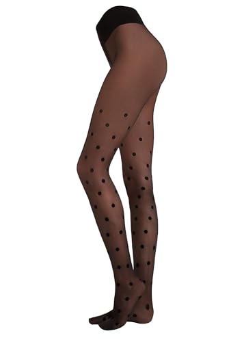 Woman's Flocked Dots Sheer 30 Denier Tights